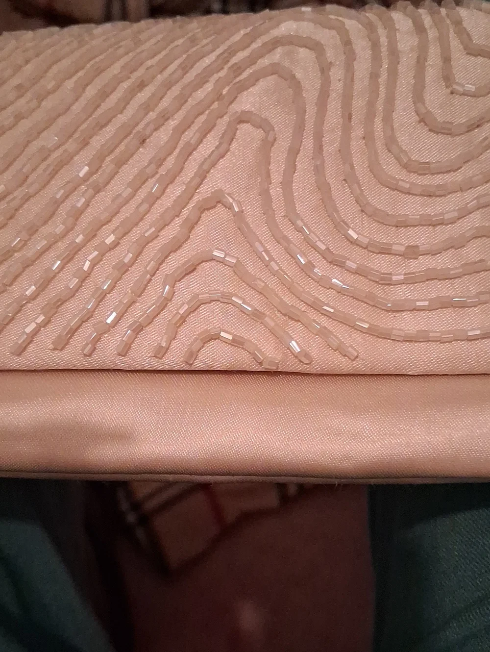 NWT La Regale Ivory Beaded Envelope Clutch Purse with Long Drop Strap 10x4